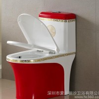 直销马桶超漩式坐便器中国风彩金彩色马桶座便器卫浴特价